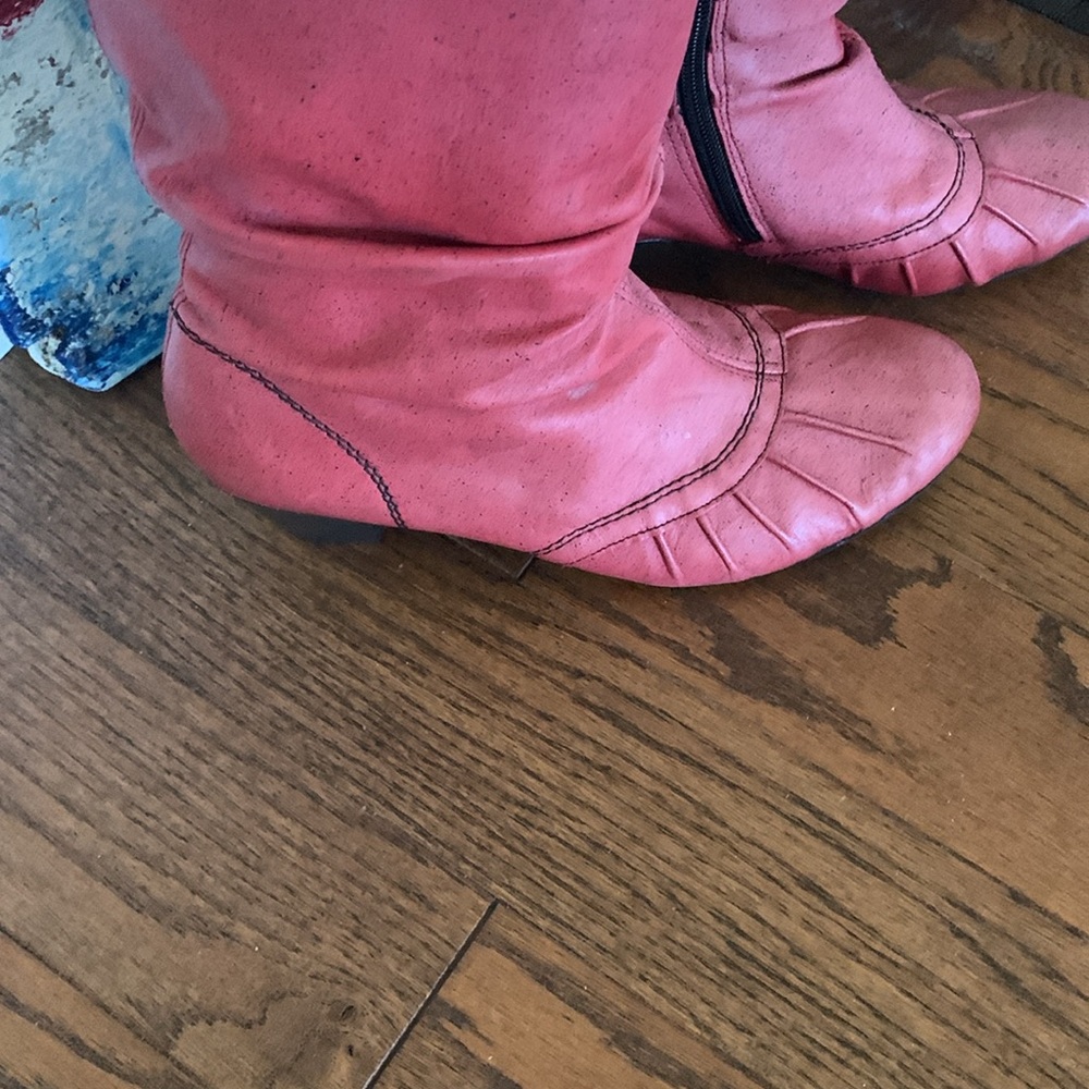 Rieker Speckled Ombré RED Ruched leather Ankle Boots Side Zip Sz 36 - Picture 14 of 16